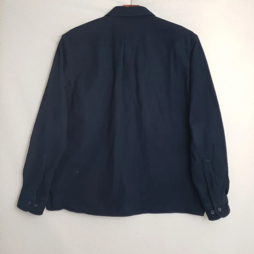 L.L.Bean Mens‎ Traditional Fit Heavy Flannel Button Up Shirt Size L Navy Cotton